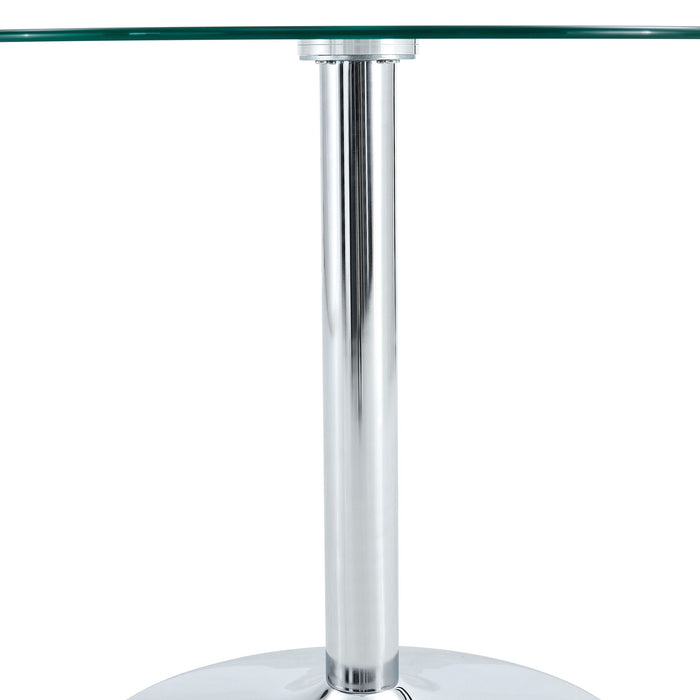 Modern Minimalist Round Dining Table With Glass Top