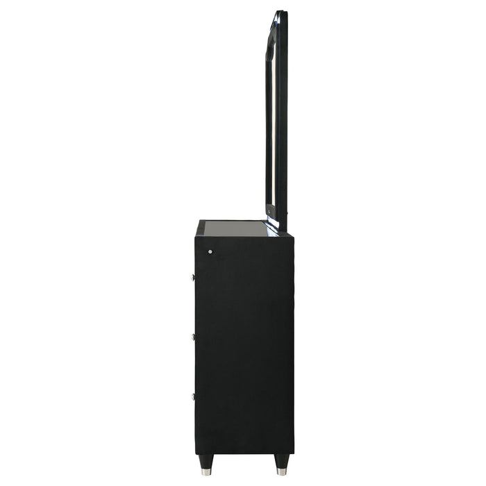 Lorient 8-drawer LED Flame Box Dresser and Mirror Black