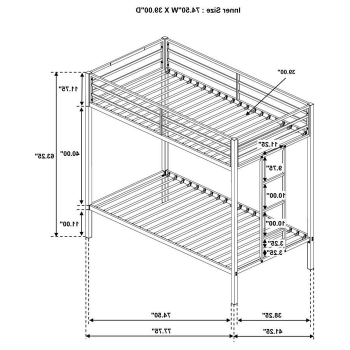 Alevera - Metal Bunk Bed With Ladder