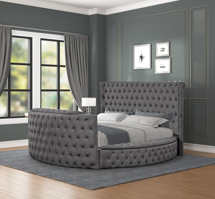 Maya Modern Style Crystal Tufted Queen 4 Piece Bed Room Set Made With Wood In Gray