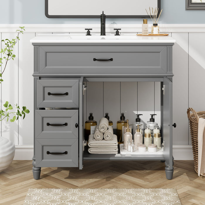 Bathroom Vanity With Sink, Freestanding Cabinet & Drawers