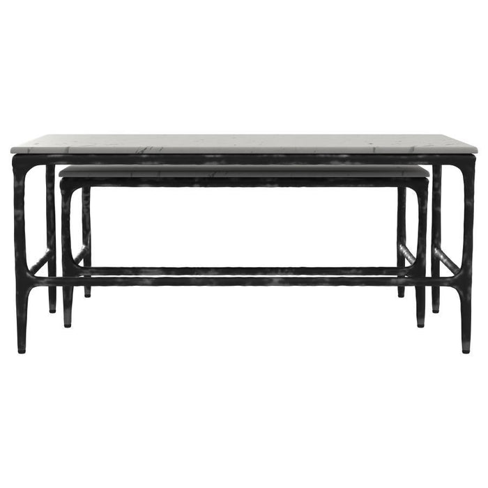 Ebby - 2 Piece Genuine Marble Top Nesting Coffee Tables - White