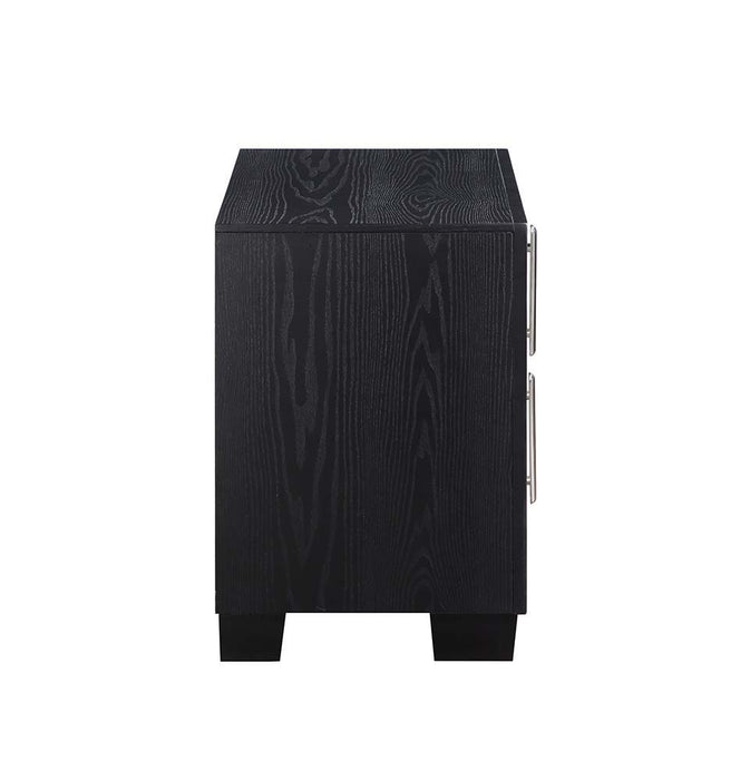 Nicola - Nightstand - Silver Synthetic Leather & Black