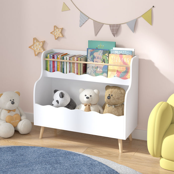 Kids Bookcase, Children Book Organizer Toy Storage Cabinet - White
