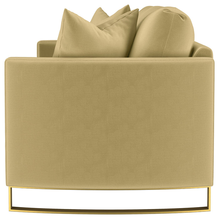 Corliss Upholstered Curved Track Arm Sofa Camel