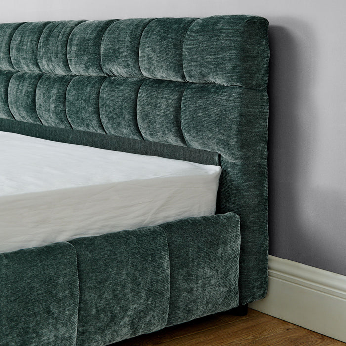 Modern Platform Bed Frame With Thick Chenille Fabric