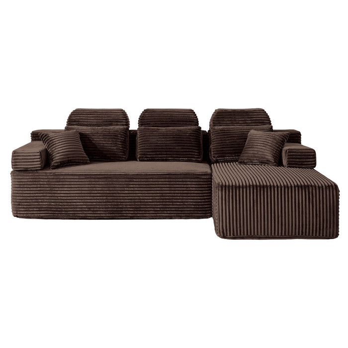 Sectional Sleeper Sofa & Storage Pockets, Modular Couch With Throw Pillows For Living Room
