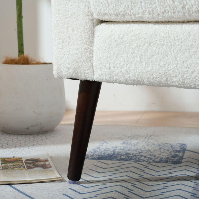 Modern Accent Chair, Chenille Arm Chairs For Living Room, Upholstered Mordern Armchair, Comfy Soft Padded Lounge Chair In Small Space, Bedroom, With Pillow, Solid Wood Leg