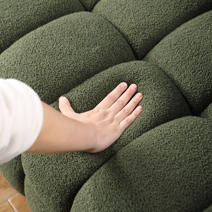 62.2Length, 35.83" Deepth, Human Body Structure For Usa People, Marshmallow Sofa, Boucle Sofa, Olive Green 2S Boucle