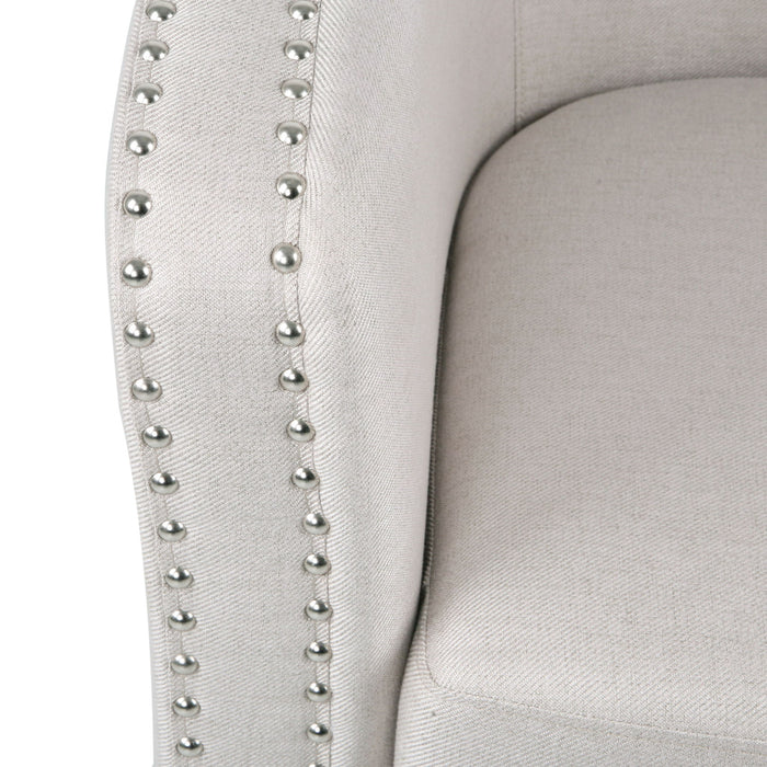 Modern Upholstered Swivel Club Chair With Nailhead Trim