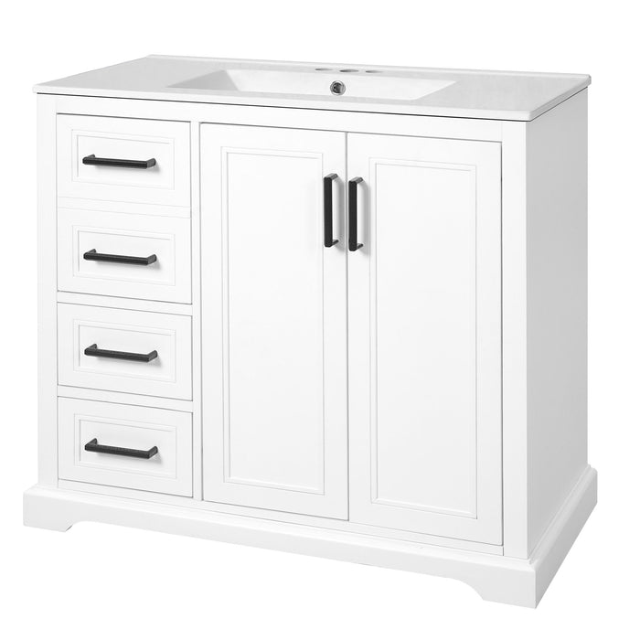 Bathroom Vanity With Sink, Soft Close Doors, Adjustable Shelf & 3 Drawers