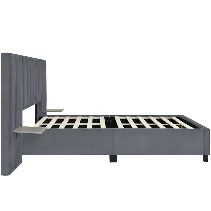 Upholstered Platform Bed With Big Headboard