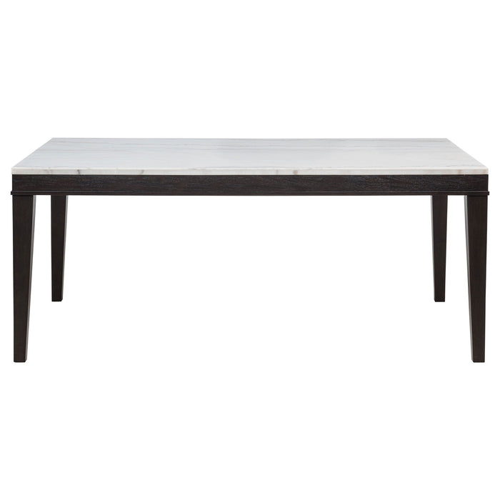 Averill 7-piece White Marble Top Dining Set Dark Grey and Coffee Bean