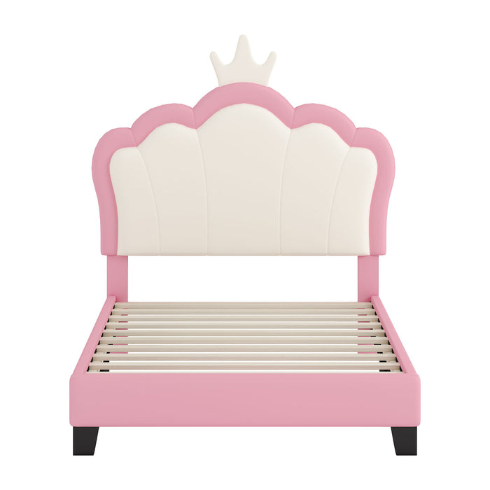 Upholstered Princess Platform Bed With Crown Headboard
