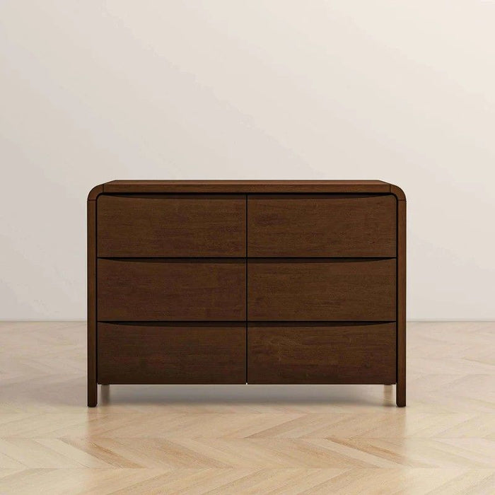 Lionel - Mid-Century Modern Solid Wood 6 Drawer Dresser - Brown