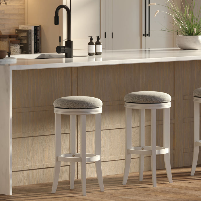 Backless Swivel Stool With Upholstered Seat
