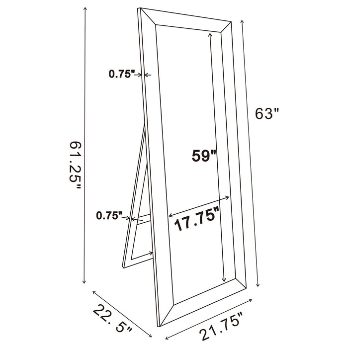 Soline 22 x 61 Inch Framed Standing Floor Mirror Silver