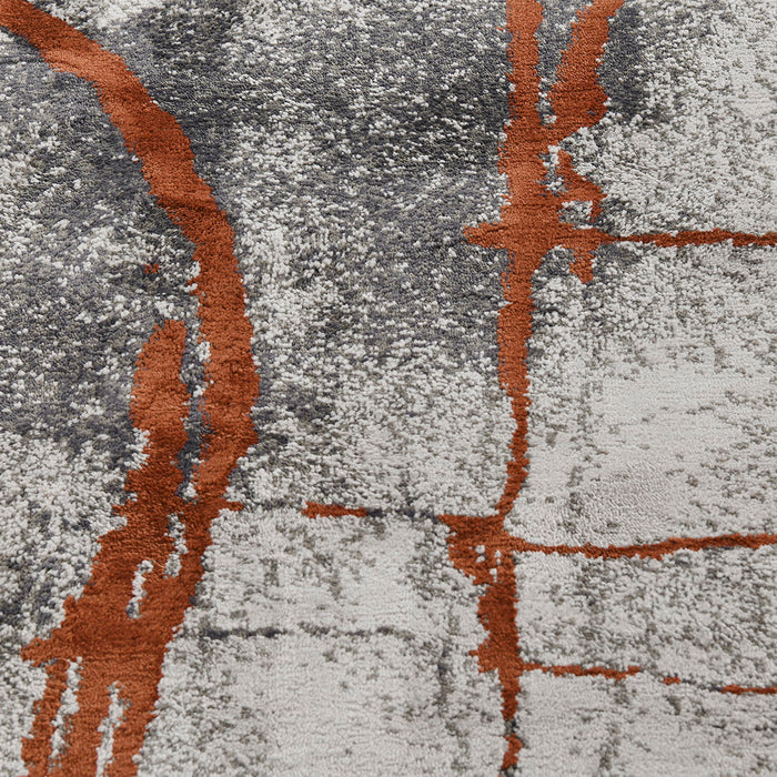 Quarry - 5' X 6.5' Abstract Area Rug - Gray / Orange