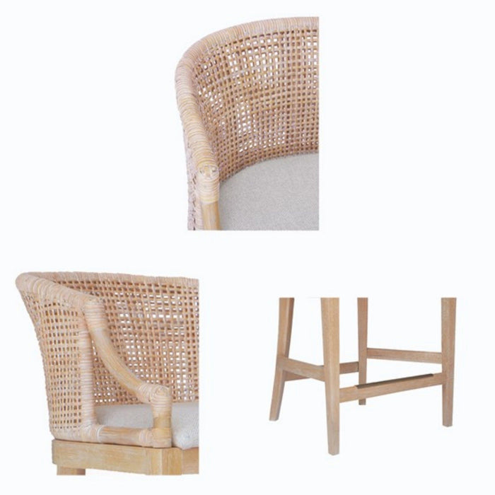 Casual Handcrafted Rattan Counter Stool