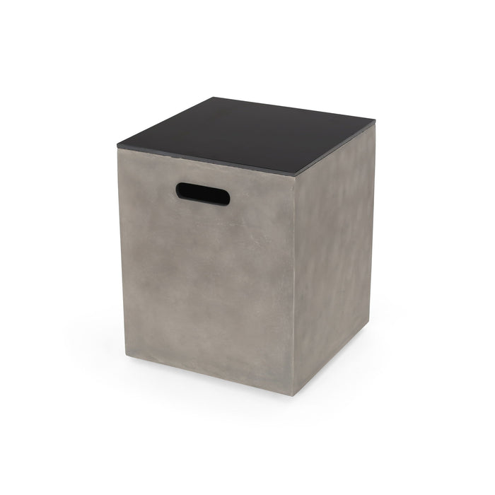 Modern Design Mgo Tank Holder Side Table With Ceramic Top - Black / Gray