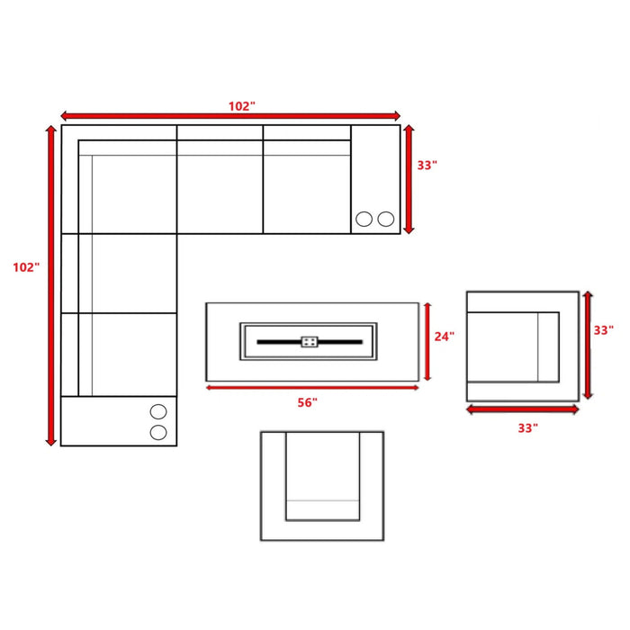 Rattan Wicker Patio Set With Cushions And Concrete Fire Pit