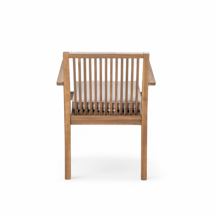 7 Piece Patio Furniture Set Acacia Wood Table And 6 Heavy Duty Cushioned Chairs