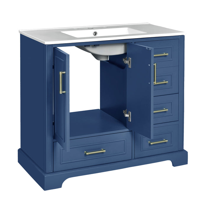 Traditional Bathroom Vanity With Soft Close Doors And Drawers