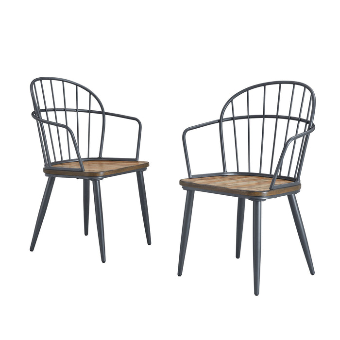 Industrial Inspired Indoor Dining Chair With Metal Legs And Birch (Set of 2) - Black / Natural