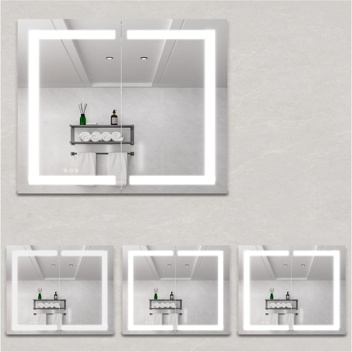 Medicine Cabinet With LED Vanity Mirror, Anti-Fog, Waterproof, Dimmable With Touch Switch
