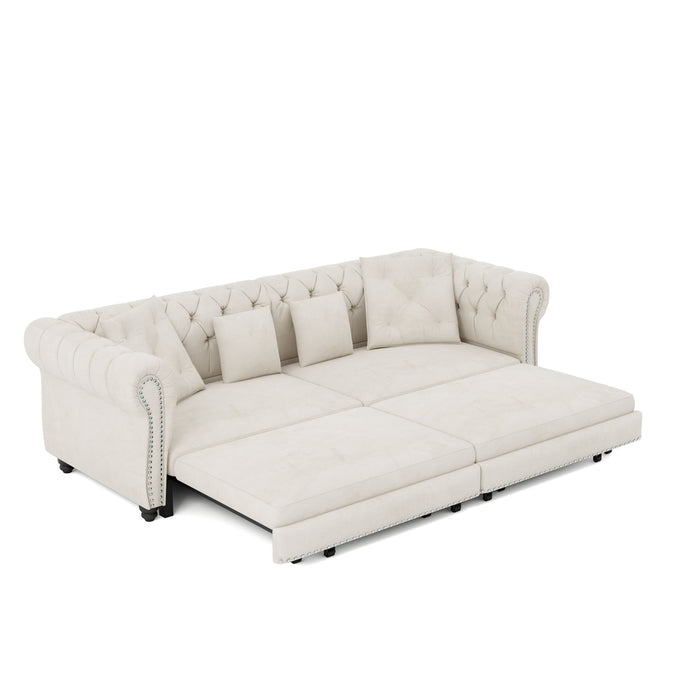 3 In 1 Convertible Sleeper Sofa Bed With Movable Ottoman