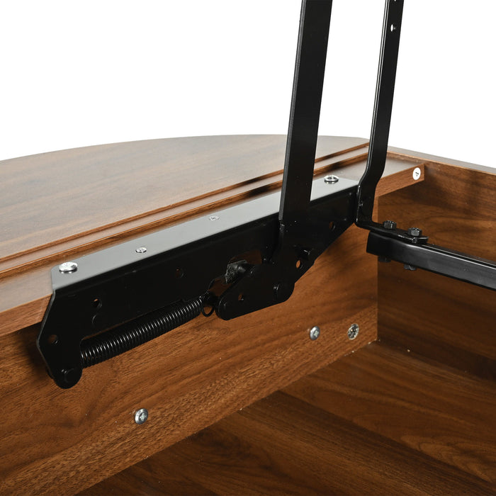 Lift Top Coffee Table With Hidden Compartment, Modern Oval Lift Tabletop For Home Living Room