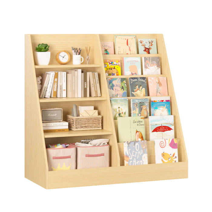 Bookshelf And Toy Storage Organizer, 4 Tier Bookcase With Display Stand For Playroom