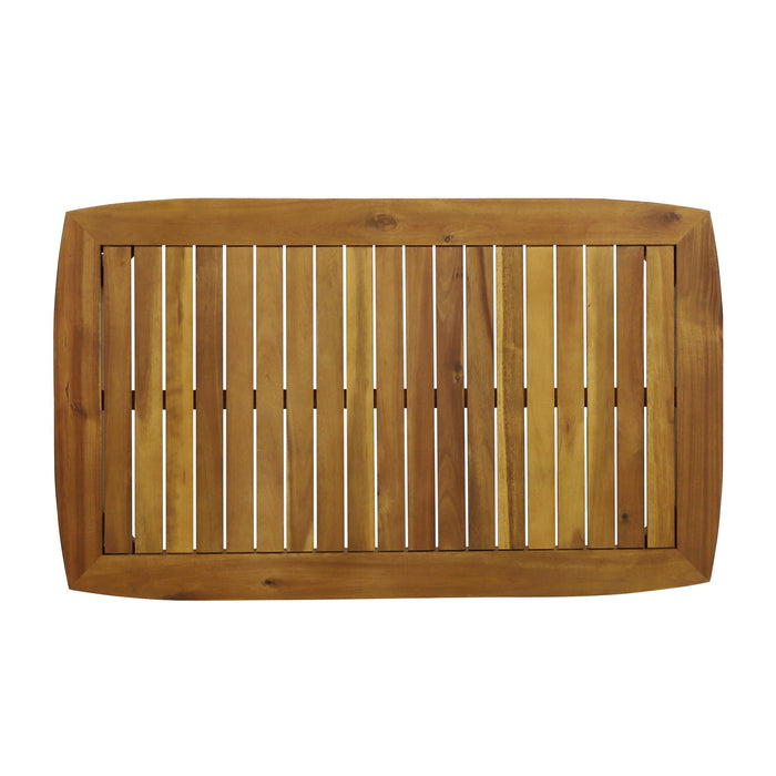 Outdoor Acacia Wood Loveseat Set With Coffee Table