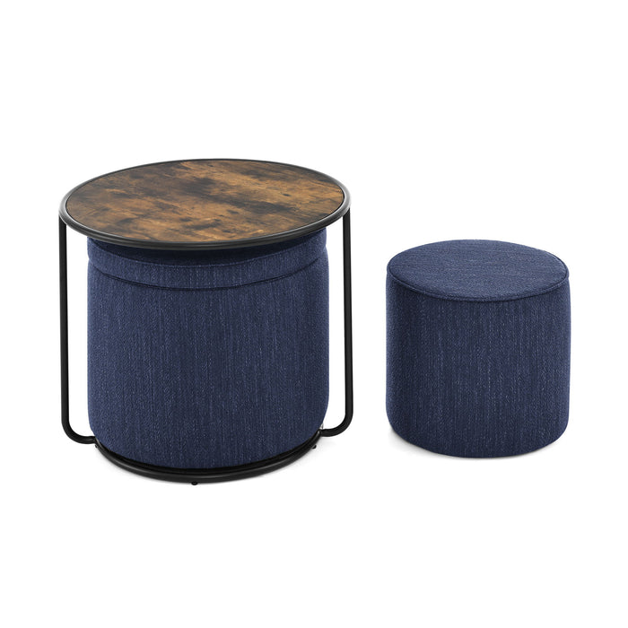 Multi Functional Ottoman And Table Set With Drum Stool