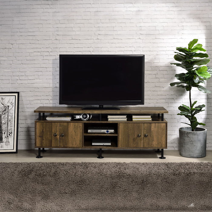 Ensata II - TV Stand - Rustic Oak & Black