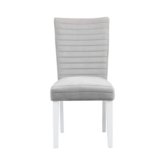 Elizaveta - Side Chair Set of 2) - Gray Velvet &White High Gloss