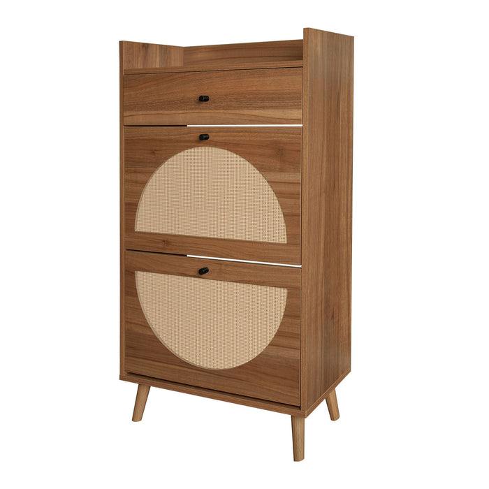 Allen - Rattan 2 Door 1 Drawer Cabinet Shoe Rack For Entrance
