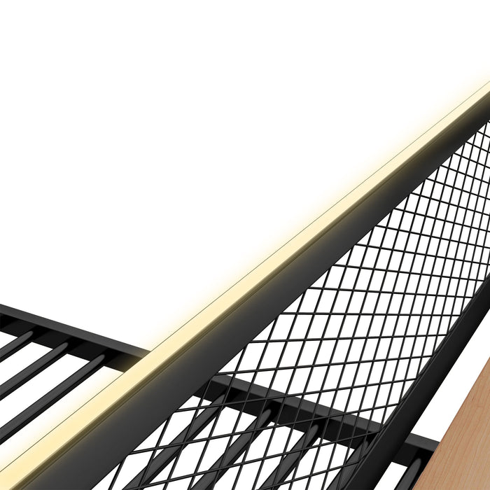 Full Size Bunk Bed With Built In Desk, Light, And 2 Drawers - Black