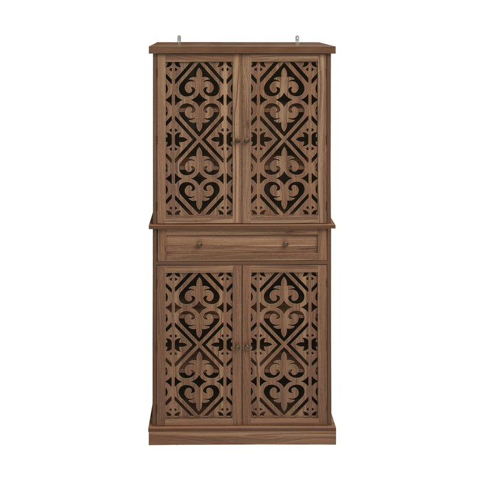 4 Door Cabinet With 1 Drawer, With 4 Adjustable Inner Shelves, Storage Cabinet