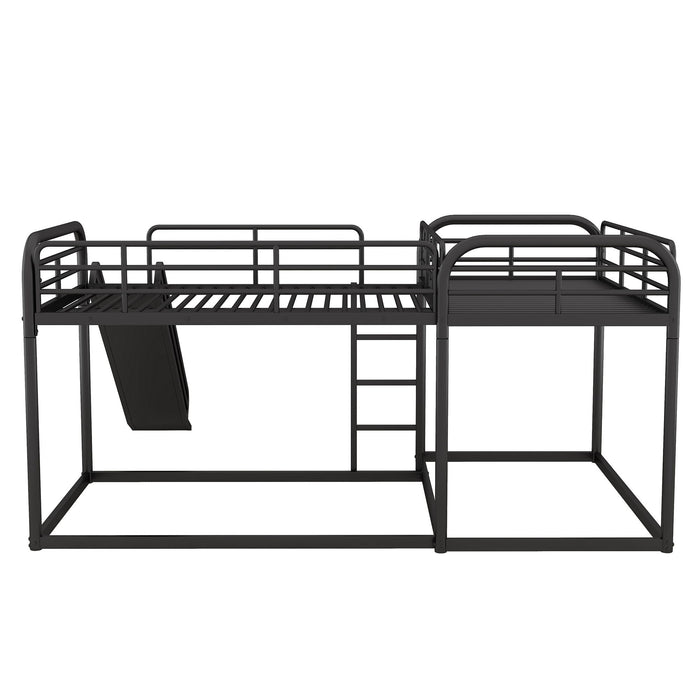 L Shaped Bunk Bed With Slide And Short Ladder