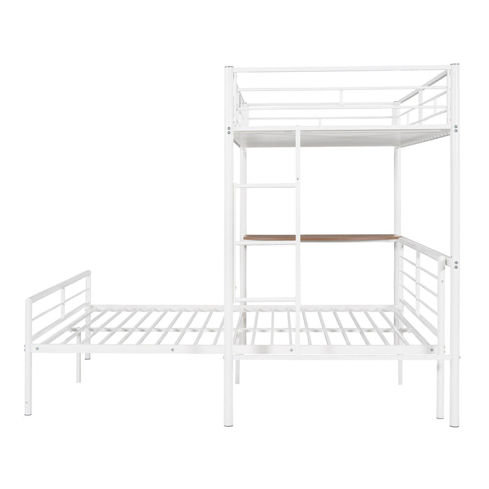 Bunk Bed With Desk, Ladder And Quality Slats For Bedroom