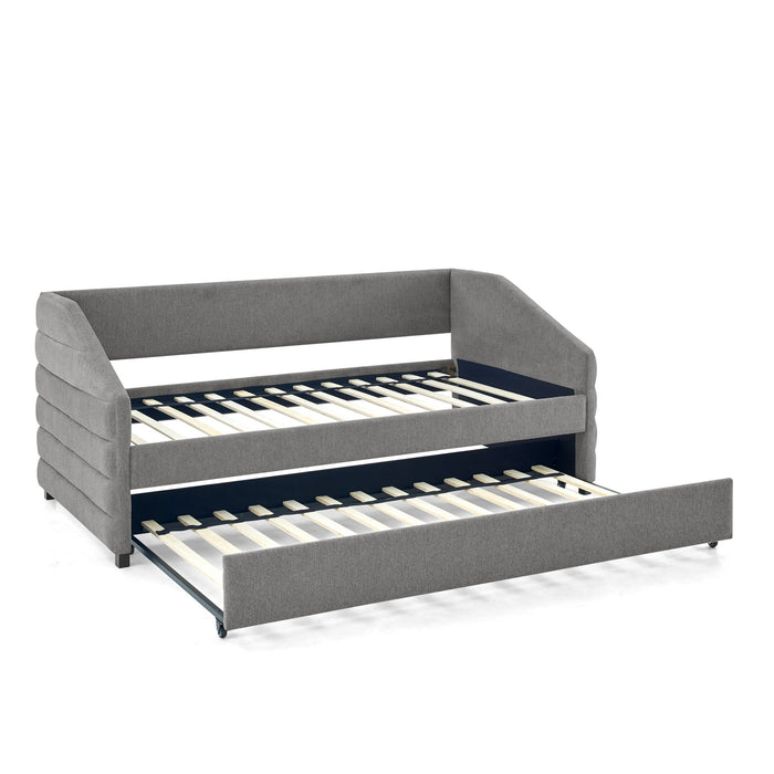 Elegant Daybed With Trundle Upholstered Tufted Sofa Bed