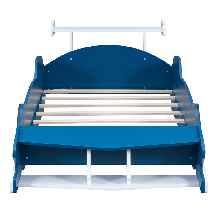 Race Car-Shaped Platform Bed With Wheels