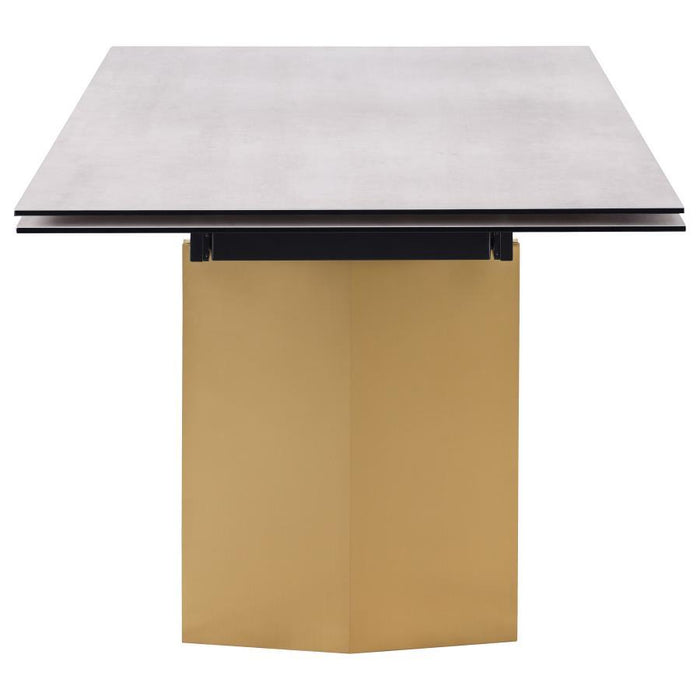 Vesa - Glass Top Extension Dining Table - Beige