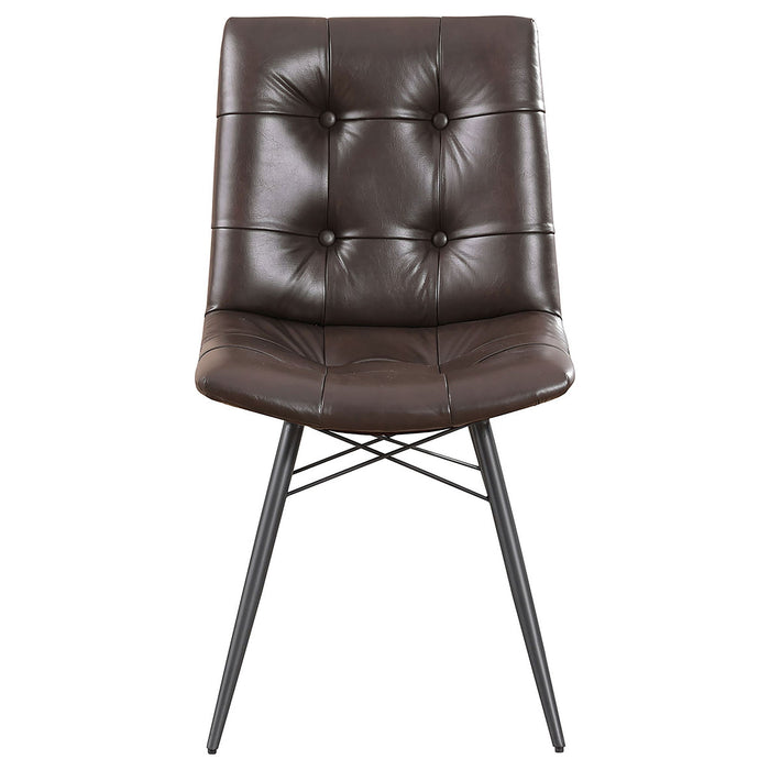 Aiken Faux Leather Upholstered Dining Side Chair Dark Brown (Set of 4)
