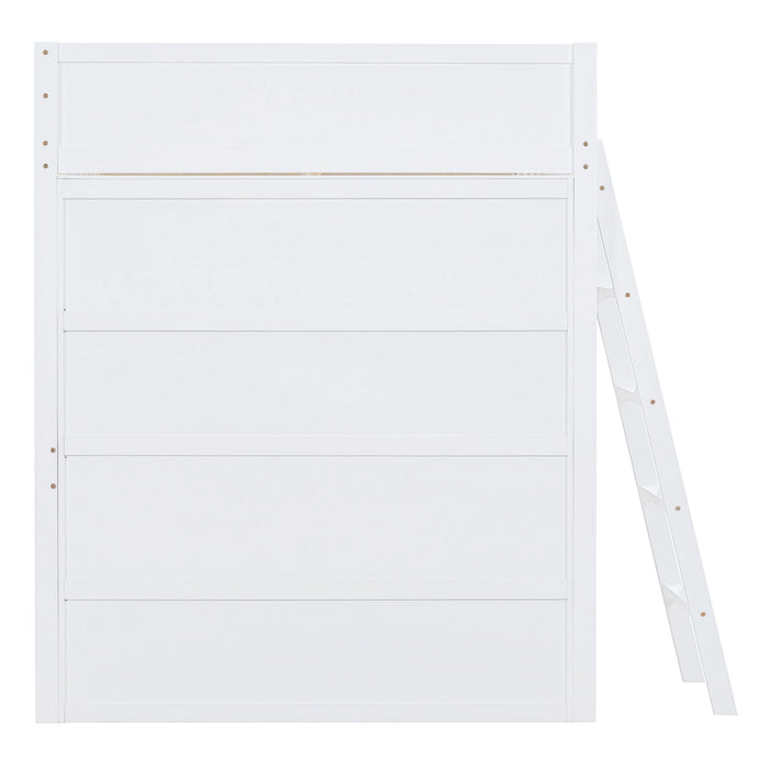 Modern Loft Bed With Desk And Shelves