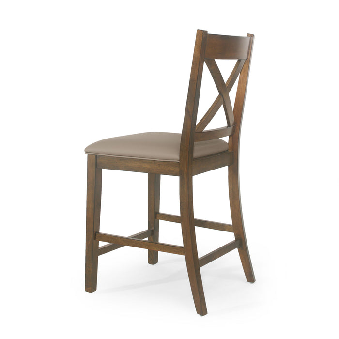 Farmhouse Style Counter Height Chair With Upholstered Seat