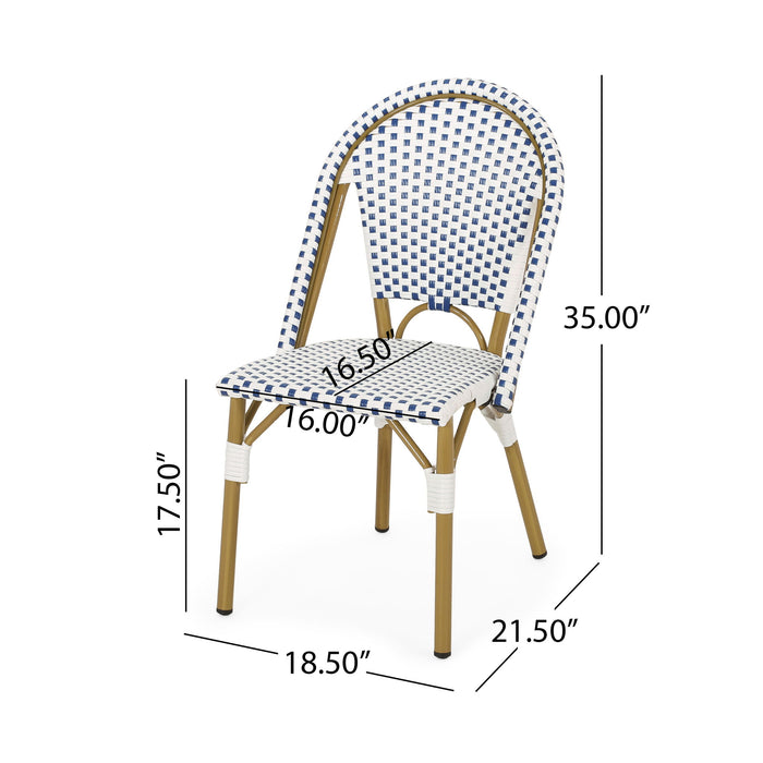 Outdoor Rattan And Aluminum French Bistro Chairs Set