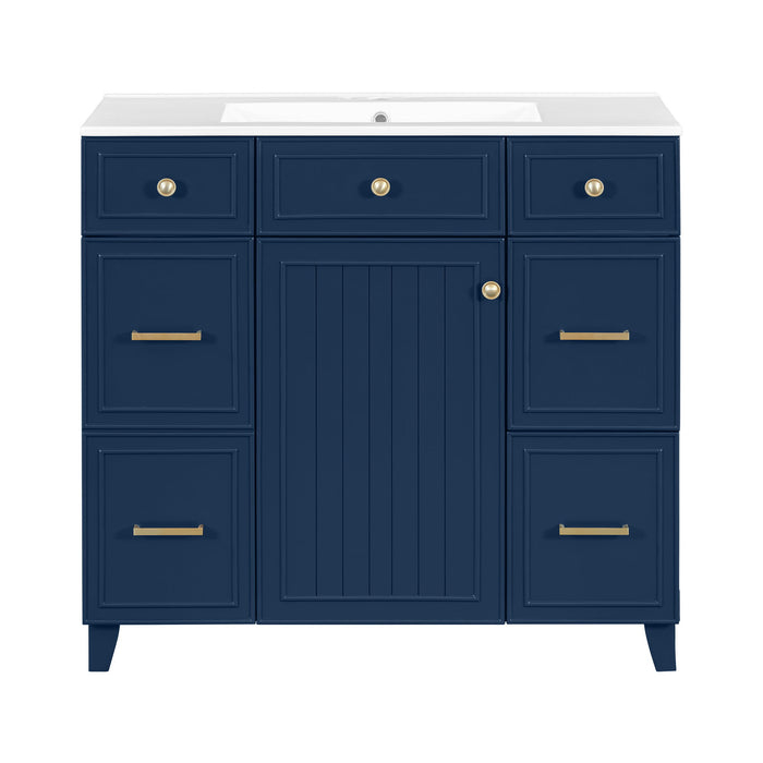 Bathroom Vanity With Ceramic Sink, Soft Close Doors, Adjustable Shelves