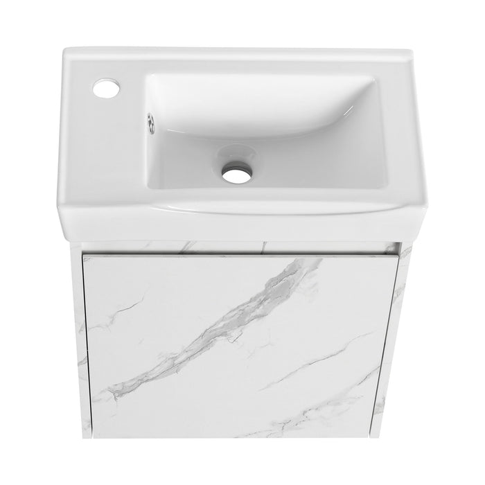 Modern Bathroom Vanity With Ceramic Basin, Wall Mounted Floating Sink Combo, Storage Cabinet